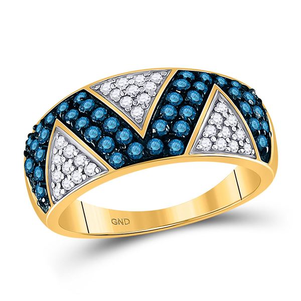 Blue Color Enhanced Diamond Fashion Ring 7/8 Cttw 10kt Yellow Gold