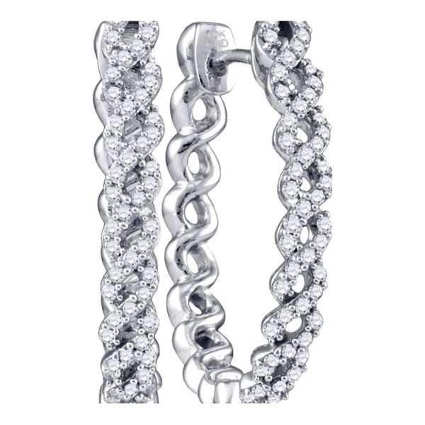 Diamond Woven Hoop Earrings 1/2 Cttw 10kt White Gold