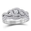Image 1 : Princess Diamond Twist Bridal Wedding Ring Band Set 1/3 Cttw 10kt White Gold