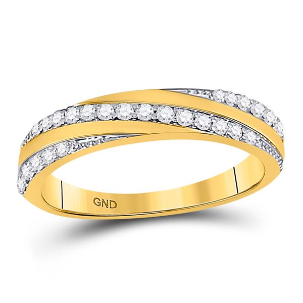 Diamond Diagonal Stripe Band Ring 1/4 Cttw 14kt Yellow Gold