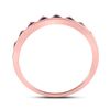 Image 4 : Blue Sapphire Chevron Stackable Band Ring 1/10 Cttw 10kt Rose Gold