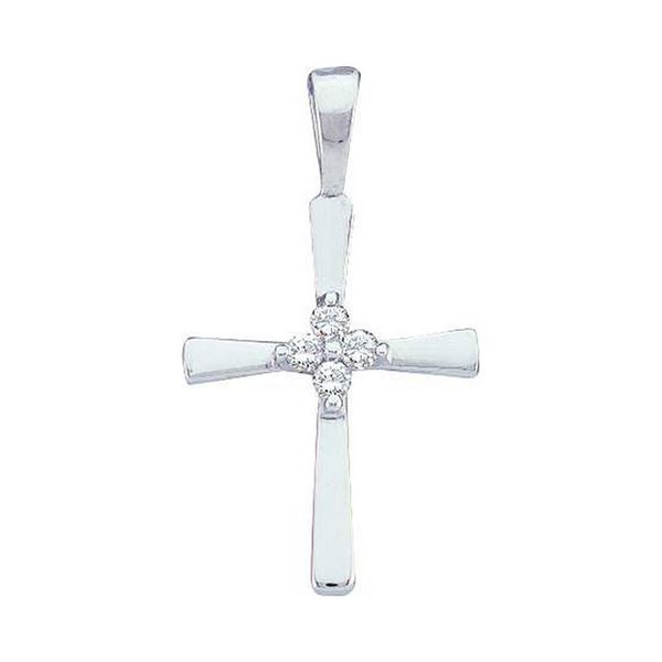 Diamond Cross Pendant 1/20 Cttw 14kt White Gold