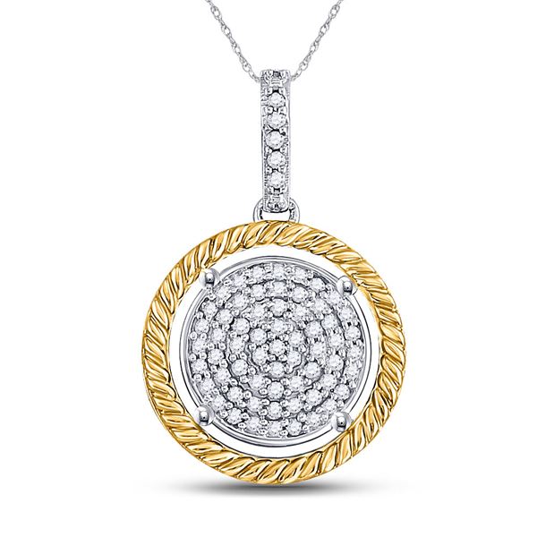 Diamond Circle Pendant 1/12 Cttw 10kt Two-tone Gold