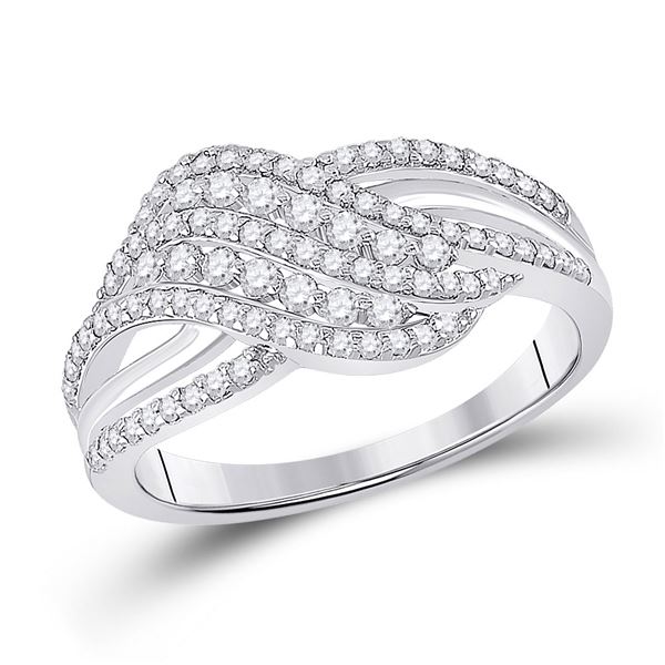 Diamond Crossover Fashion Ring 1/2 Cttw 10kt White Gold