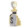Image 2 : Mens Diamond Money Bag Stacks Charm Pendant 3/4 Cttw 10kt Yellow Gold