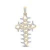Image 1 : Mens Diamond Cuban Link Cross Charm Pendant 1-1/2 Cttw 10kt Yellow Gold