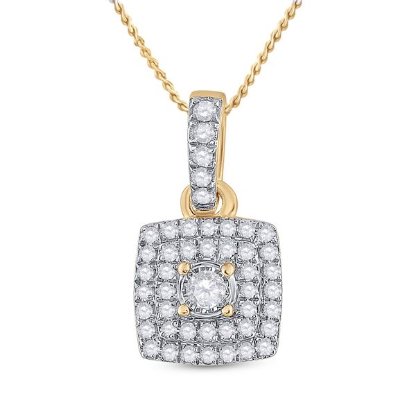 Diamond Square Pendant 1/4 Cttw 10kt Yellow Gold