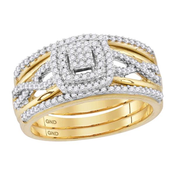 Diamond Bridal Wedding Ring Band Set 3/8 Cttw 10kt Yellow Gold