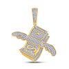 Image 1 : Mens Diamond Flying Dollar Money Charm Pendant 1/2 Cttw 10kt Yellow Gold
