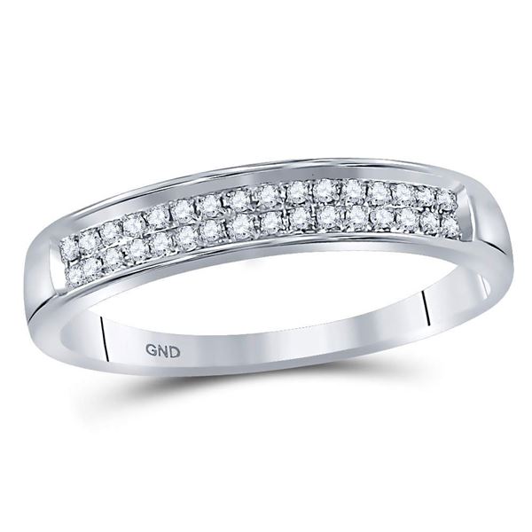 Diamond Double Row Band Ring 1/10 Cttw 10kt White Gold