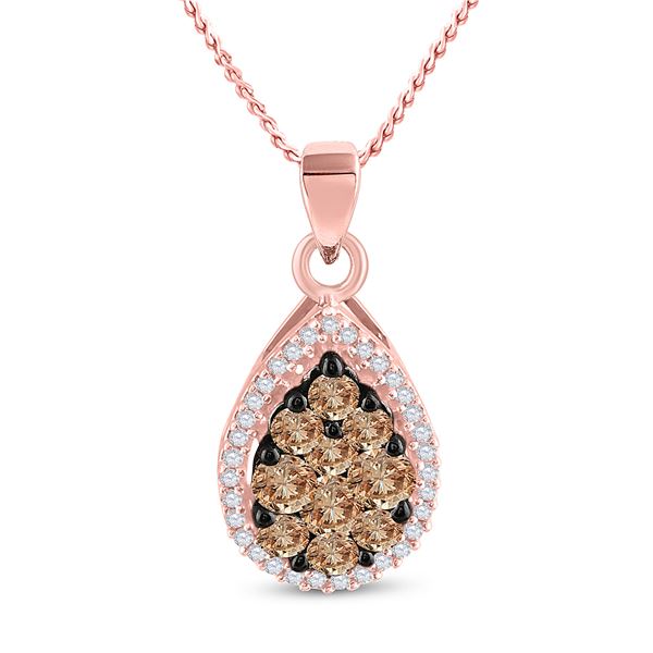 Brown Diamond Teardrop Pendant 3/4 Cttw 10kt Rose Gold