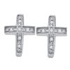 Image 1 : Diamond Cross Huggie Hoop Earrings 1/20 Cttw Sterling Silver