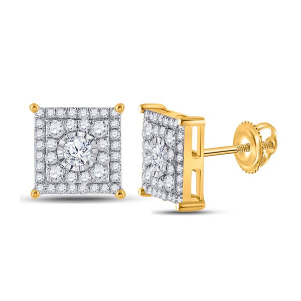 Diamond Square Earrings 1/2 Cttw 10kt Yellow Gold