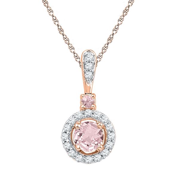 Lab-Created Morganite Solitaire Pendant 1/2 Cttw 10kt Rose Gold