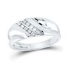 Image 1 : Sterling Silver Mens Channel-set Diamond Wedding Band Ring 1/8 Cttw Sterling Silver