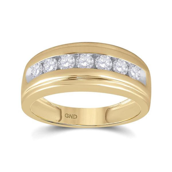 Mens Diamond Wedding Band Ring 7/8 Cttw 14kt Yellow Gold