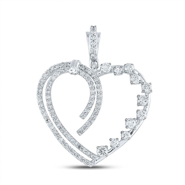 Diamond Heart Pendant 5/8 Cttw 14kt White Gold