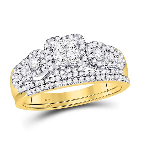 Princess Diamond Bridal Wedding Ring Band Set 1 Cttw 14kt Yellow Gold