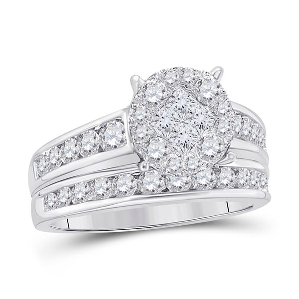 Princess Diamond Bridal Wedding Ring Band Set 1 Cttw 14kt White Gold