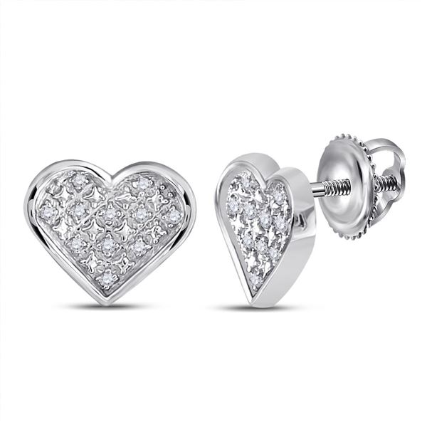 Diamond Heart Earrings 1/20 Cttw Sterling Silver
