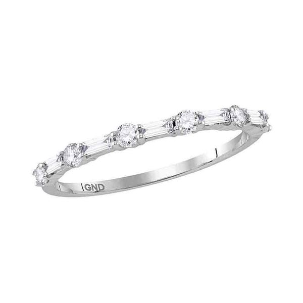 Baguette Diamond Modern Stackable Band Ring 3/8 Cttw 14kt White Gold