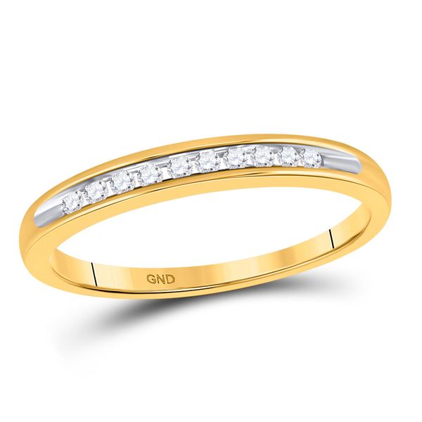 Diamond Single Row Band Ring 1/10 Cttw 10kt Yellow Gold