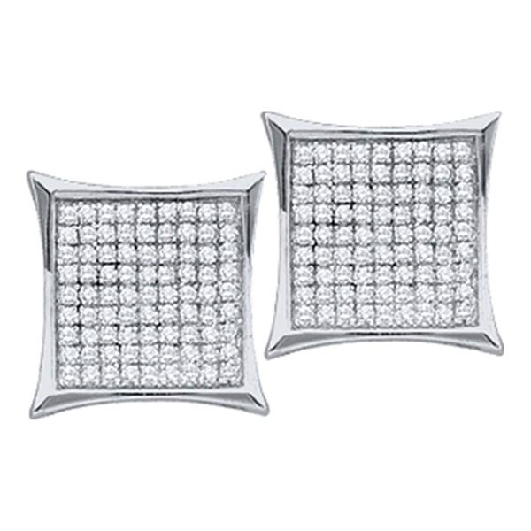 Diamond Square Kite Cluster Earrings 1/6 Cttw 14kt White Gold