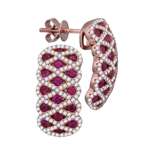 Ruby Diamond Crisscross Stud Earrings 2 Cttw 18kt Rose Gold