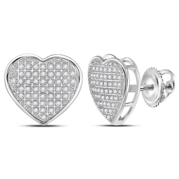 Diamond Heart Earrings 1/3 Cttw Sterling Silver