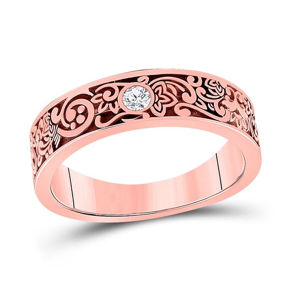 Mens Diamond Wedding Floral Band Ring 1/12 Cttw 14kt Rose Gold