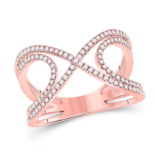 Diamond Crossover Fashion Ring 1/3 Cttw 10kt Rose Gold