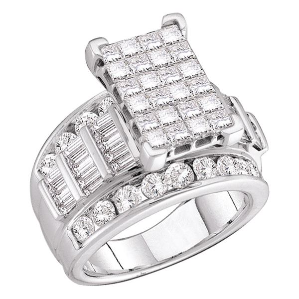 Princess Diamond Cluster Bridal Wedding Engagement Ring 5 Cttw 14kt White Gold