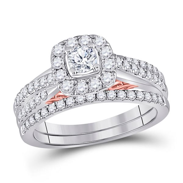 Diamond Bridal Wedding Ring Band Set 1 Cttw 14kt Two-tone Gold
