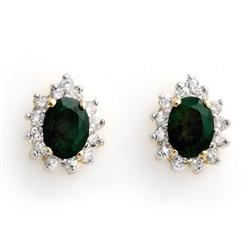 EARRINGS 3.85ctw ACA CERTIFIED DIAMOND & EMERALD