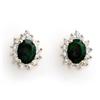 Image 1 : EARRINGS 3.85ctw ACA CERTIFIED DIAMOND & EMERALD