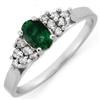 Image 1 : ACA CERTIFIED 0.50ctw DIAMOND & EMERALD RING WHITE GOLD