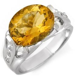 ACA CERTIFIED 4.60ctw DIAMOND & CITRINE RING WHITE GOLD