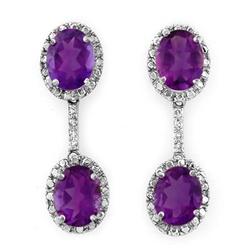 ACA CERTIFIED 7.10ctw DIAMOND & AMETHYST EARRINGS