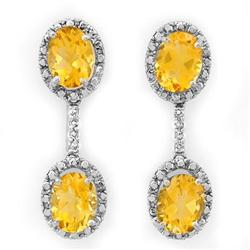 EARRINGS 6.10ctw CERTIFIED DIAMOND & CITRINE WHITE GOLD