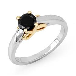 ACA CERTIFIED .55ctw BLACK DIAMOND RING 14KT TWO-TONE