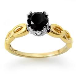 CERTIFIED 1.45ctw WHITE & BLACK DIAMOND RING TWO-TONE