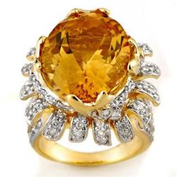 FINE 15.75ctw ACA CERTIFIED DIAMOND & CITRINE RING 14KT