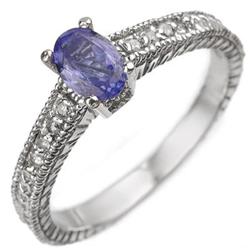 CERTIFIED 0.66ctw DIAMOND & TANZANITE RING WHITE GOLD