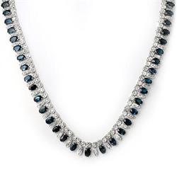 NECKLACE 39.0ct CERTIFIED DIAMOND & SAPPHIRE 14K 58 GRM