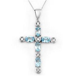 NECKLACE 3.15ctw ACA CERTIFIED DIAMOND & BLUE TOPAZ