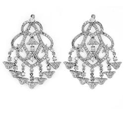 CERTIFIED 4.0ct DIAMOND CHANDELIER EARRINGS GOLD 14K W