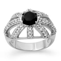 CERTIFIED 1.65ctw WHITE & BLACK DIAMOND RING WHITE GOLD