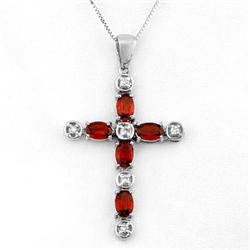 ACA CERTIFIED 3.15ctw DIAMOND & GARNET NECKLACE GOLD