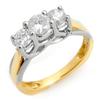 Image 1 : THREE-STONE 0.75ctw ACA CERTIFIED DIAMOND RING GOLD