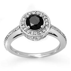 ACA CERTIFIED 1.75ctw BLACK DIAMOND RING 14K WHITE GOLD